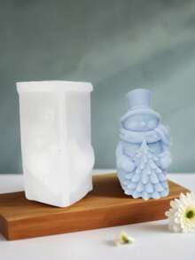 1 件圣诞雪人香薰蜡烛硅胶模具 DIY 石膏树脂装饰家居配件硅胶模具 - 白色 - 查看 5