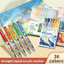 Bộ 9 màu gồm 36 bút dạ Acrylic đầu mềm gốc nước, Bảng màu Macaron đơn giản, Tông màu da và thang độ xám, Có thể nạp lại, Thích hợp cho học sinh vẽ, Nghệ thuật, Tô màu tự làm, Đánh dấu, Người đam mê nghệ thuật - Dòng tàu da xanh - Xem 11