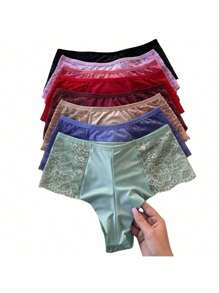 Plus Size Panties Kit Double String With Lace Reduces Disguised Culottes Adult Women's Lingerie Measurements - 彩色 - 查看 9