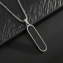 1 chiếc vòng cổ mặt hình chữ nhật bằng thép không gỉ tối giản, trang sức thời trang Unisex cho trang phục dự tiệc thường ngày - Cái mới - Xem 1