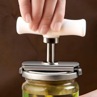 1pc Multi-Function Can Opener, Kitchen Bottle/Jar Lid Remover, Adjustable Rotary Stainless Steel Jar Opener