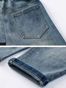 Tween Boy 夏季休闲洗水宽松牛仔裤，日常时尚风格