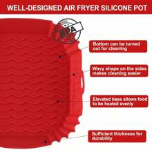 Van vierkante siliconen airfryervoering, geschikt voor 4-7 liter, 8-inch siliconen airfryervoeringpot, voedselveiligheid airfryer ovenaccessoires, vervangers voor bakpapier, herbruikbare airfryer siliconenvoering, keukengadgets en keukenbenodigdheden