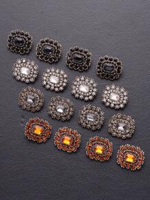 4 件优雅方形仿宝石纽扣，带闪亮水钻 - 金属，多种颜色，适用于开衫、外套、毛衣、制服和 DIY 珠宝制作 - 彩色 - 查看 13