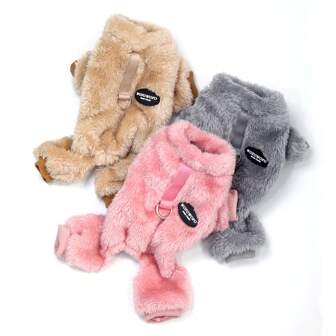 1 pieza Ropa para mascotas de cuatro patas adecuada para perros pequeños. La ropa con mayor grosor y calidez hace que el invierno ya no sea frío. Los perros pueden salir y jugar felizmente. Con un anillo de tracción, se pueden tirar directamente con una cuerda de tracción, lo que es conveniente y práctico