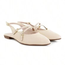 B2 Online Beira Rio Slingback Buckle Women's Shoe - CREME / BEGE - Xem 3