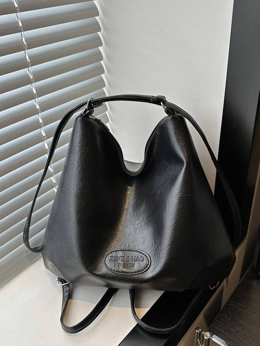 韩国时尚女士手提包秋季2023新款链条背包休闲大容量多功能单肩包潮流 - 黑色 - 查看 1