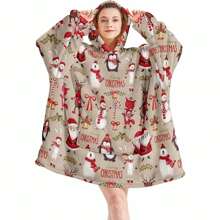 Cozy Santa Hooded Wearable Blanket For Women - Soft, Warm, And Comfortable With Large Pockets - Perfect Christmas Gift For Girlfriend Or Mom - Multicolor - View 2