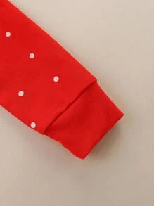 2 pezzi/set, tuta sportiva comoda per ragazze giovani, con motivo ricamato alla moda, per Natale - Rosso - Visualizzare 4