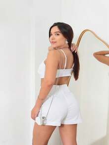 Women's Casual Set Blouse Shorts In Cotton Linen 2024 - trắng - Xem 4