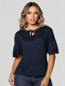 Women's Blouse With Chest Detail, Elegant, Comfortable, Luxury, Loose - Màu xanh hải quân - Xem 1