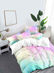 2/3 件彩色大理石印花柔软超细纤维羽绒被套，可机洗 - 彩色 - 查看 3