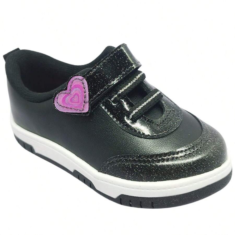 Molekinha Children's Tennis Shoes With Shiny Heart Varnish - 黑色 - 查看 1