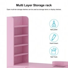 TABU Manicure Table, Professional Nail Table For Nail Tech With Side Cabinet And Large Drawers, Nail Workstation With Dust Collector And Wrist Cushion, Pink - 粉色 - 查看 5