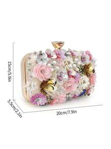 Flower Decor Shoulder Bag, Cheongsam Clutch, Ladies Handbag, Party Bag, Bridesmaid Purse, Bridal Purse, Faux Pearl Clutch, Sequin Beaded Bag, Formal Dress Bag, Chain Small Square Crossbody Bag, Tready Party Bags,Perfect For Party, Wedding, Prom, Dinner/Banquet, Perfectly Matching With Prom Dresses For Women, Prom Accessories,Sequin Dress Women,Sparkly Dress,Elegant Dresses For Women, Elegant Prom Bag, Exquisite Floral Bag For Women
