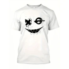 Basic T-Shirt Set Smile Spotted (FRONT) Men's Women's Cotton Shirt Reinforced Stitching Unisex StreetWear + Bermuda Sweatshirt Smile Spotted (BARRA) Men's Shorts Workout Gym Sport Fitness Casual With Pocket - 黑與白 - 查看 3