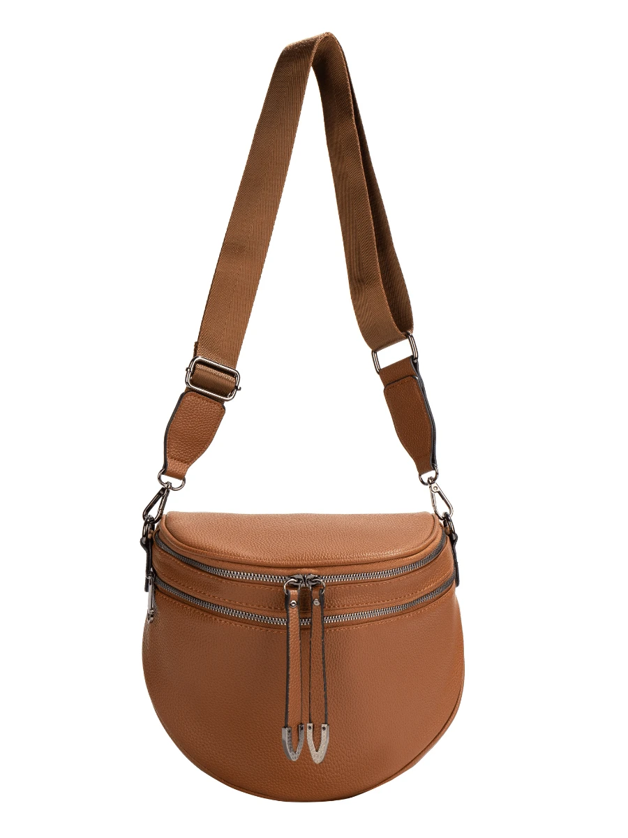 Laytonvivian Women's Crossbody Bag With 2 Compartments And Minimalist Double Zipper - 鏽棕色 - 查看 1