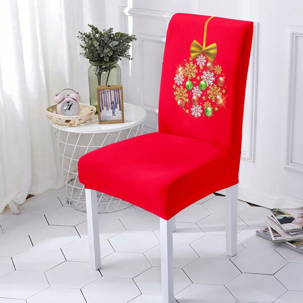 2pcs/4pcs/6pcs Capas de cadeira estampadas vermelhas para restaurante de Natal, capas protetoras elásticas para cadeiras de Natal, capas laváveis para decoração de Natal