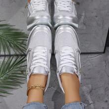 Women's Casual Round Toe Lace-Up Wedge Platform Sports Shoes, Soft Sole, Spring/Autumn
