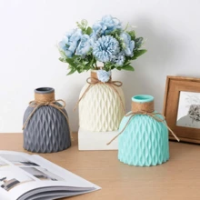 1 pieza de maceta de plástico corrugado, decoración para el hogar, disponible en varios colores, adecuado para arreglos florales DIY, comedor, sala de estar, balcón, decoración de boda, jarrón, decoración de habitación, jarrón de vidrio
