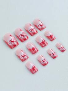 24 chiếc đầu móng tay hình quan tài dài vừa phải, thiết kế hình trái tim màu đỏ để đeo, móng tay giả có thể tháo rời, móng tay giả 3D nhiều màu, tặng kèm 1 dũa móng tay và 1 keo dán móng tay, thích hợp cho các ngày lễ, sự kiện và tiệc tùng - Nhiều màu - Xem 3