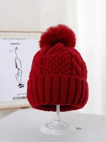 Nueva gorra tejida con ala ancha, de unicolor, cálida, de estilo versátil unisex, con forro de felpa para el invierno, adecuada para adultos