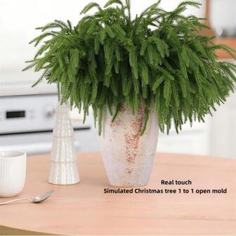 1pc 17.7 Inch/45cm Soft Plastic Realistic Texture Norfolk Pine Tree Branches Christmas Decor - Suitable For DIY Wreath, Flower Arrangement, Artificial Christmas Tree, Indoor & Outdoor Vase Home Decoration Christmas Decorations Room Decor