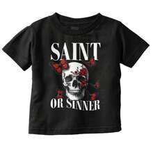 BRISCO BRANDS Baby Boy Christian Graphic Tee Shirt Cool Spiritual Faith Butterfly Skull Saint Or Sinner Flowers Casual Everyday Soft Cotton Printed Short Sleeve Crewneck T-Shirt Baby Clothes - Black - View 1