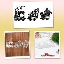 圣诞派对 - 1 件圣诞图案包括冬青叶/火车/铃铛/雪花装饰金属碳钢切割模具，用于制作 DIY 贺卡、剪贴簿纸工艺切割工具 - 銀色 - 查看 4