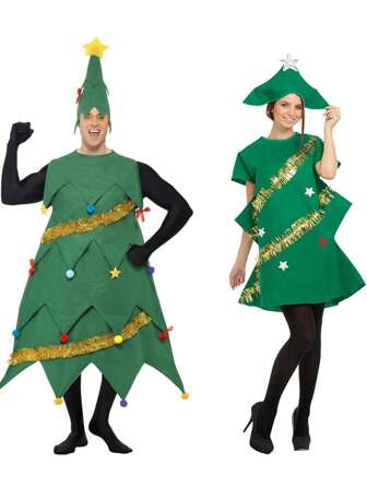 Christmas Cosplay Christmas Tree Couple Outfits, Christmas Tree Costume Outfit For Stage Performance Prom Halloween