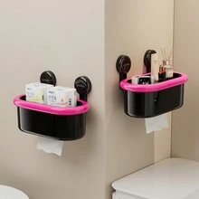 UFORU 1 hộp đựng khăn giấy hút chân không Hộp đựng giấy vệ sinh treo tường Khay đựng giấy vệ sinh chống thấm nước không thủng - màu đen - Xem 2
