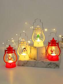 4 件圣诞装饰 LED 便携式油灯（不含电池）圣诞老人、圣诞树、圣诞雪人小夜灯圣诞礼物装饰灯 - 彩色 - 查看 4