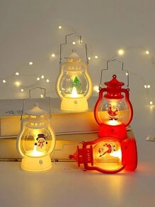 4 件圣诞装饰 LED 便携式油灯（不含电池）圣诞老人、圣诞树、圣诞雪人小夜灯圣诞礼物装饰灯 - 彩色 - 查看 1