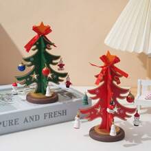 1 件装圣诞节木制圣诞树儿童礼物迷你 DIY 商场装饰品和摆件 - 彩色 - 查看 8
