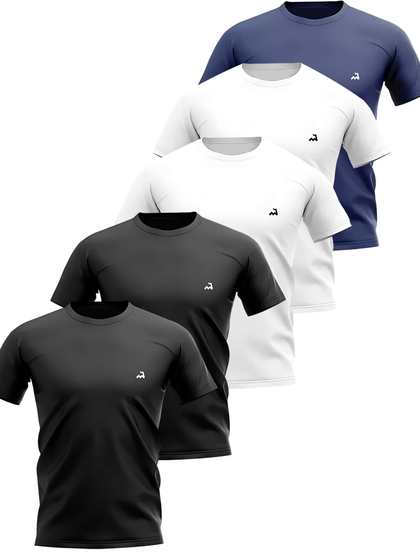 Kit 5 Men's Dry Fit T-Shirt Short Sleeve Drifit Gym Running CrossFit Fitness Plain Premium Polyester - Nhiều màu - Xem 1