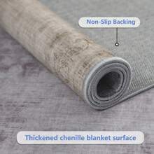 1 Stück dünner grau/blau/grün/camel amerikanischer Vintage Boho-Stil Polyester Teppich, rutschfest, maschinenwaschbar, geeignet für Wohnzimmer, Schlafzimmer, Flur