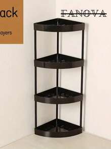 Plastic Triangle Corner Shelf, 4, 3, 2 Tier Utility Triangle Shelf, Bathroom Storage Rack, Multifunctional Organizer For Kitchen, Bathroom, Living Room And Office, Multifunctional Storage Rack, Rolling Organization Cart With Wheels - Black - View 4