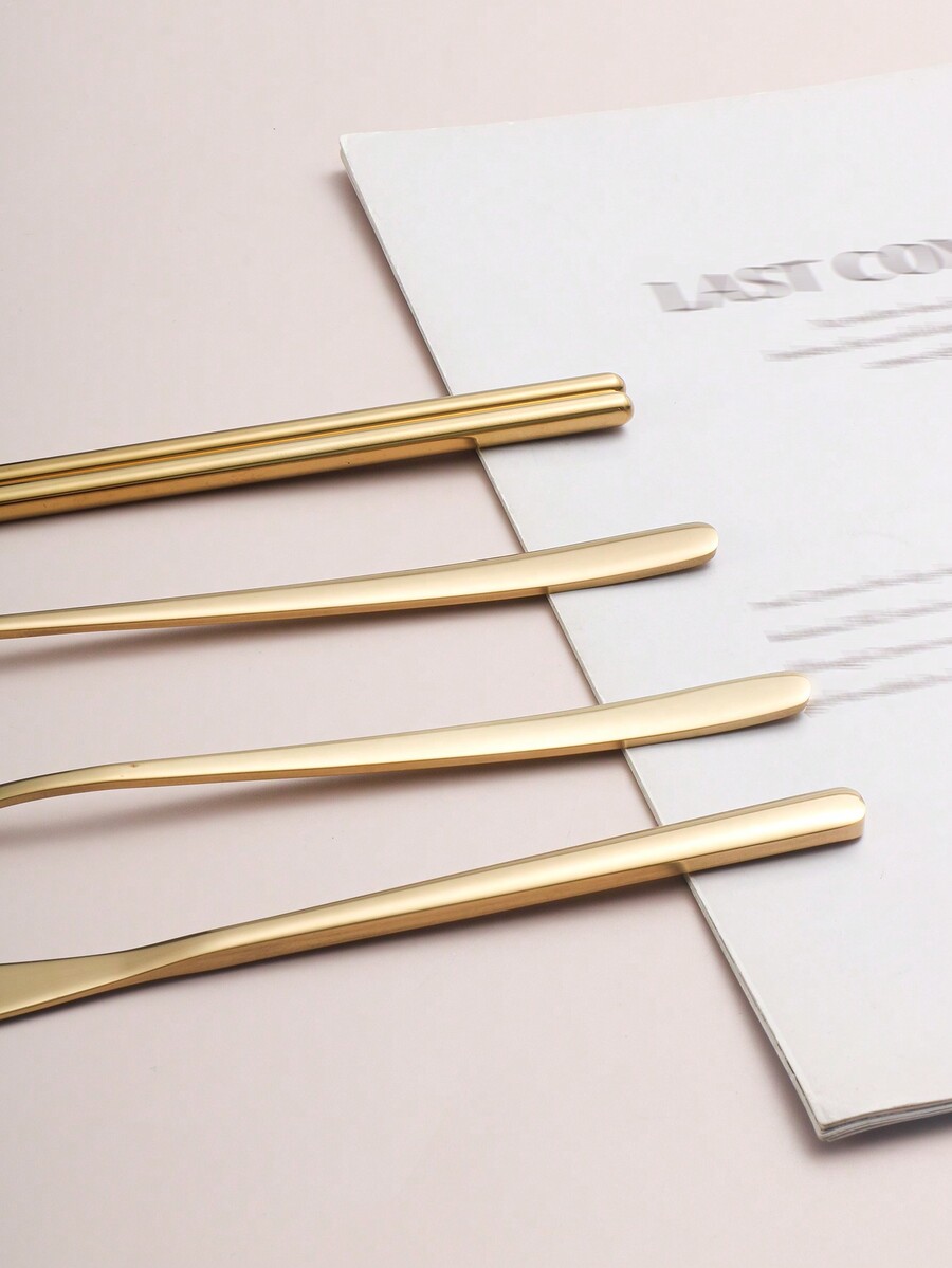 4pcs Stainless Steel Portable Cutlery Set, Including Knife, Fork, Spoon