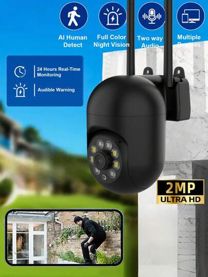 1/2/4 Packs 1080p HD Home Monitoring Camera All Weather Full Evening Vision, 360° Viewing Zoom, Two Way Talk, Pet Detection Motion Alerts Wireless Inside Outside view 2