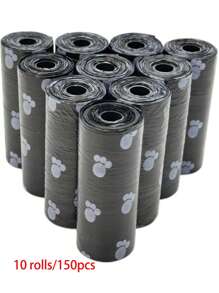 150/300pcs Black Color Dog Portable Poop Bags Easy To Clean Up (15 Bags/Roll) Thick, Durable, Odor Outdoor Waste Bags Of Dogs/Cats Pet