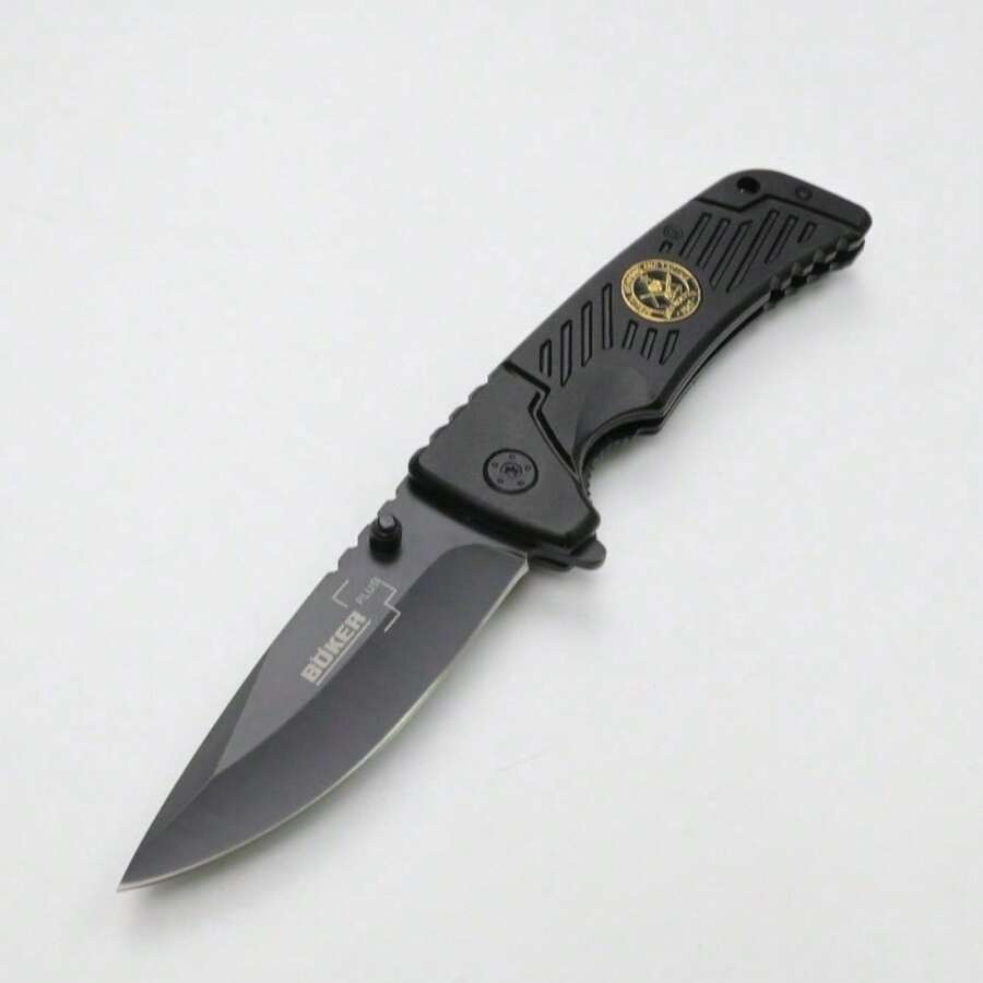 BOKER PLU Folding Knife Premium Black Oxide Blade, Ergonomic Black