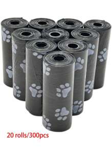 150/300pcs Black Color Dog Portable Poop Bags Easy To Clean Up (15 Bags/Roll) Thick, Durable, Odor Outdoor Waste Bags Of Dogs/Cats Pet