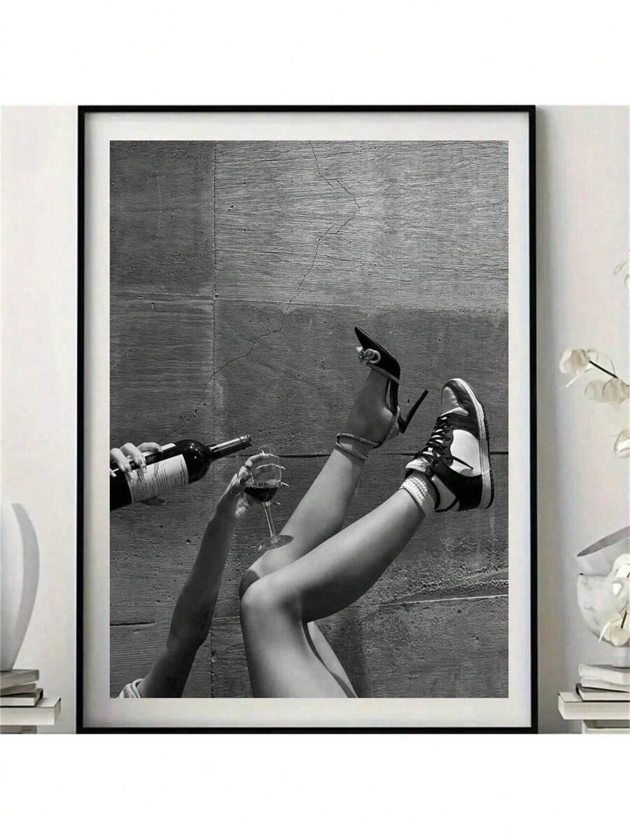 1pc Khung phụ nữ uống rượu thanh lịch đô thị quán bar trang trí xe đẩy áp phích nữ quyền, đen trắng cho phòng ngủ tường trang trí quà tặng năm mới tác phẩm nghệ thuật vải không có khung - Nhiều màu - Xem 1