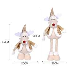 Set Of 3 Christmas Decorations In Gold Colour 70 Cm Long-Legged Patones Santa Claus, Snowman, Rudolph The Reindeer MEGAN SHOP