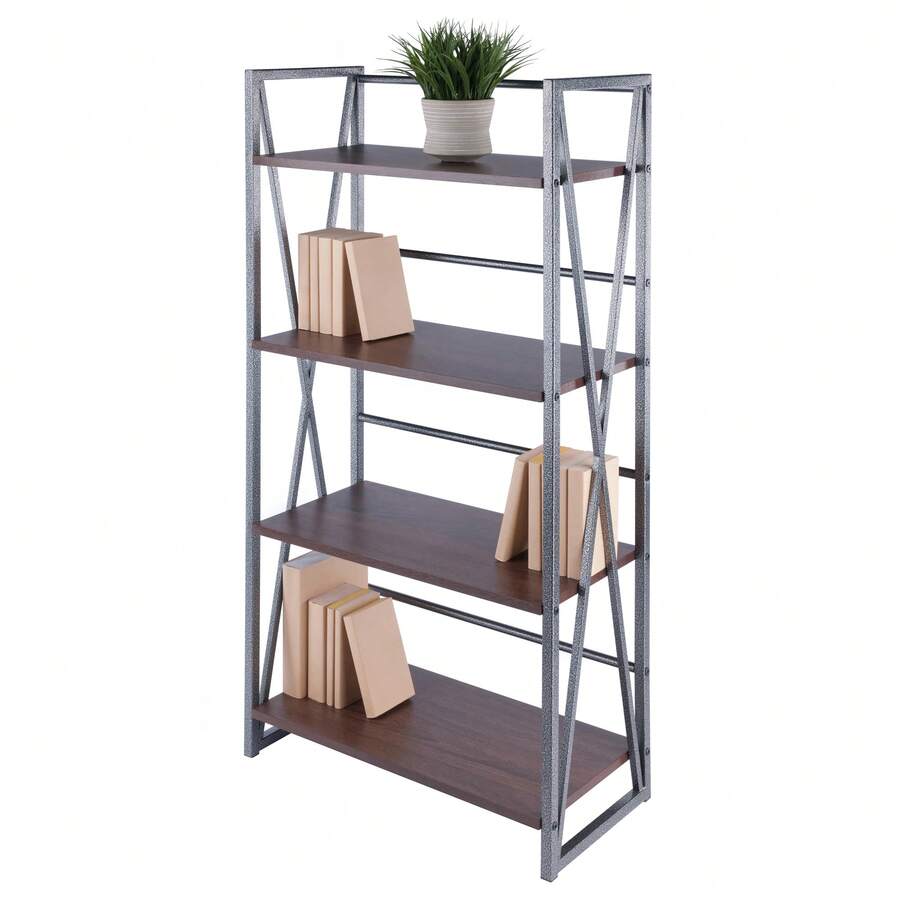 Versatile 4Tier Etagere Shelf With Engineered Wood And XFrame Design