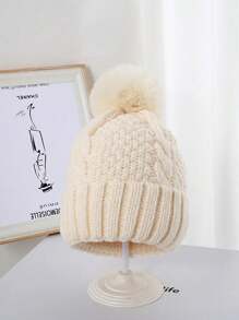 Nueva gorra tejida con ala ancha, de unicolor, cálida, de estilo versátil unisex, con forro de felpa para el invierno, adecuada para adultos