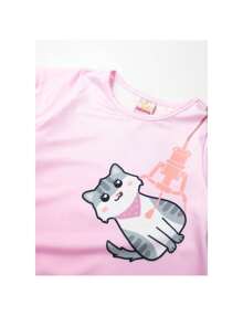 Pink Kitten Short Sleeve Children's Dress 098 - Laluna - Màu Hồng baby - Xem 2