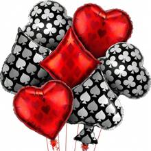 Decoraciones de fiesta, decoraciones de fiesta con temática de Las Vegas, arco de globos, decoraciones de fiesta de cumpleaños de póker nocturno, juego de arco de globos metálicos en blanco, rojo, negro y dorado para decoración nocturna, suministros de cumpleaños, decoración de cumpleaños roja