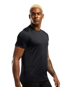Kit 5 Men's Dry Fit T-Shirt Short Sleeve Drifit Gym Running CrossFit Fitness Plain Premium Polyester - Nhiều màu - Xem 3