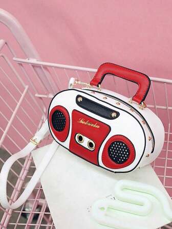 2024年新作 カセットテープデザインのショルダーバッグ&クロスボディバッグ、カラーブロックのミニハンドバッグ、レディース用